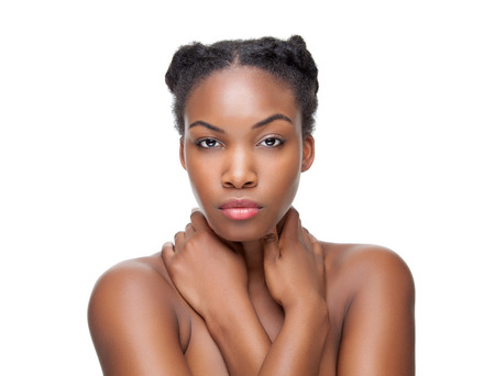 Black beauty with perfect skin and short hairの写真素材