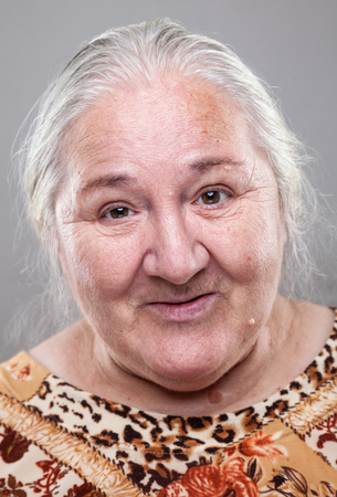 Closeup portrait of an elderly womanの写真素材
