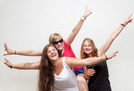 Group of young carefree best friends friendsの写真素材