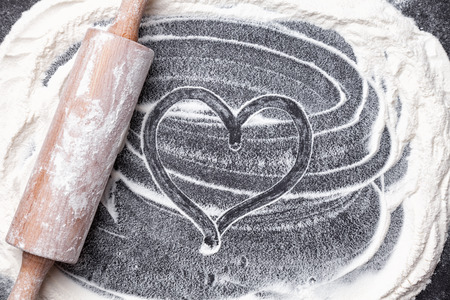 Baking and cooking concept, ingredients and utensils with copyspaceの写真素材