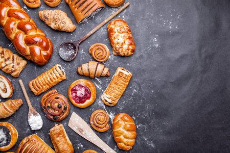 Delicious, fresh and sweet seasonal pastry backgroundの写真素材