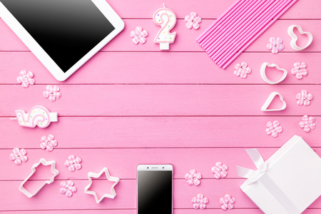Colorful Happy Birthday background with copyspaceの写真素材