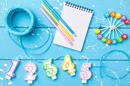 Colorful Happy Birthday background with copyspaceの写真素材