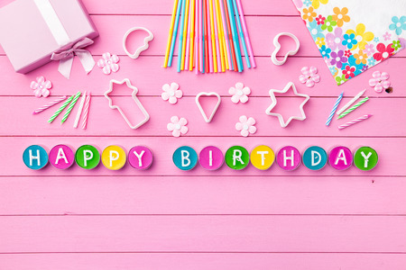 Colorful Happy Birthday background with copyspaceの写真素材