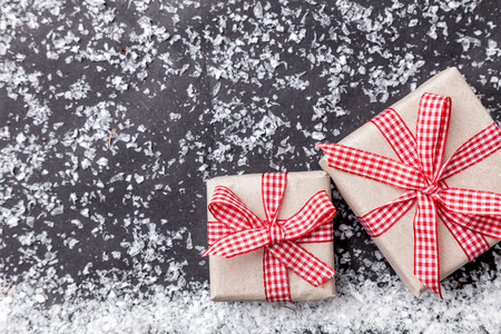 Traditional Christmas decoration background with copy spaceの写真素材