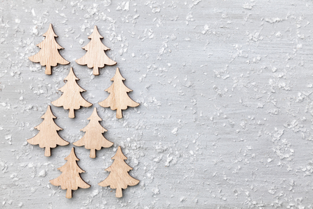 Traditional Christmas decoration on wooden background with copy spaceの写真素材