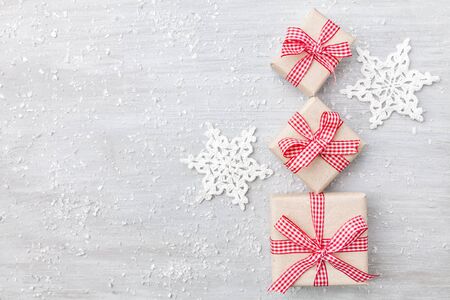 Traditional Christmas decoration background with copy spaceの写真素材