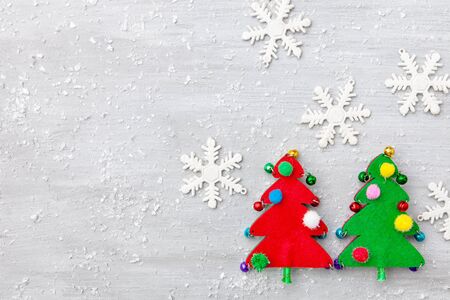 Traditional Christmas decoration background with copy spaceの写真素材
