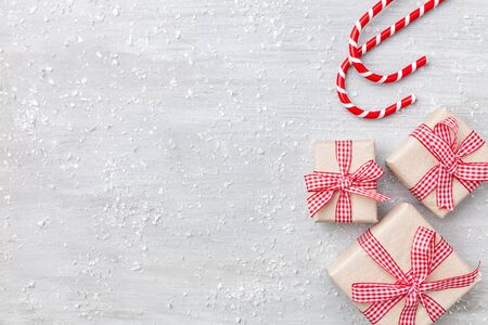 Traditional Christmas decoration background with copy spaceの写真素材