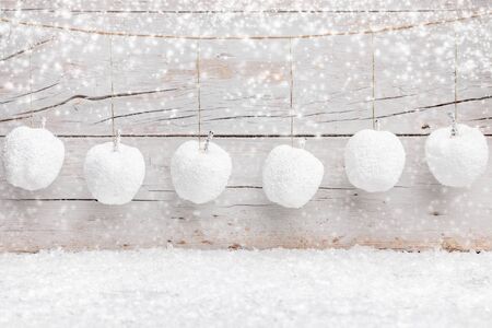 Traditional Christmas decoration background with snowの写真素材