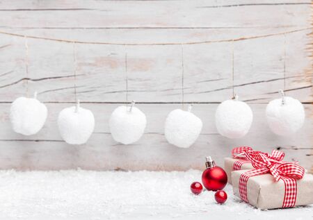 Traditional Christmas decoration background with copy spaceの写真素材