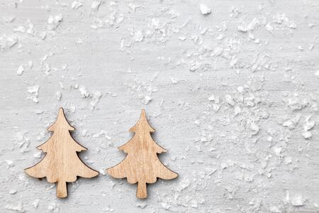 Traditional Christmas decoration on wooden background with copy spaceの写真素材