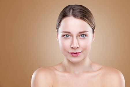 Young naturally beautiful woman with great skin complexionの写真素材
