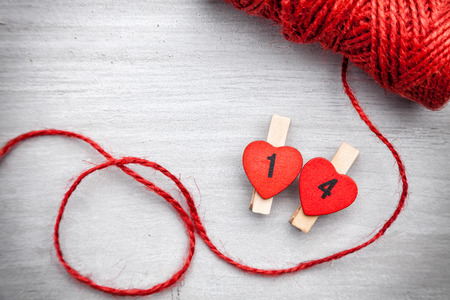 Valentines day decoration on grey rustic backgroundの写真素材