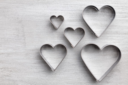 Love concept. Hearts on grey rustic backgroundの写真素材