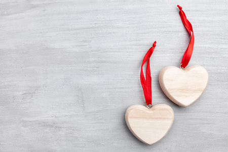 Love concept. Hearts on grey rustic backgroundの写真素材