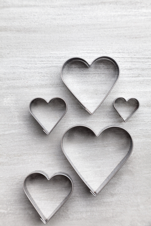 Love concept. Hearts on grey rustic backgroundの写真素材