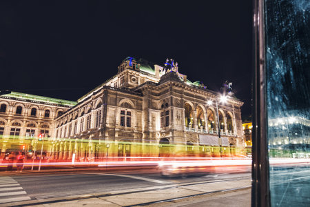 Famous State Opera in Vienna Austria at nightのeditorial素材