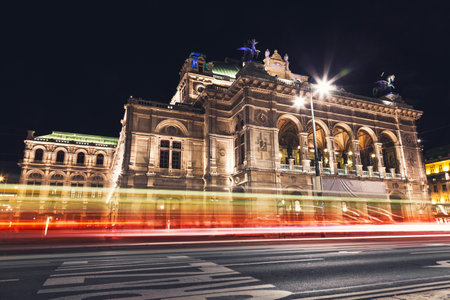 Famous State Opera in Vienna Austria at nightのeditorial素材