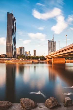 Beautiful Vienna skyline on the Danube riverの写真素材