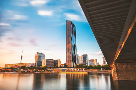Beautiful Vienna skyline on the Danube riverの写真素材