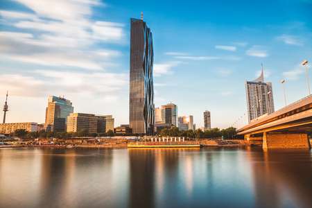 Beautiful Vienna skyline on the Danube riverの写真素材