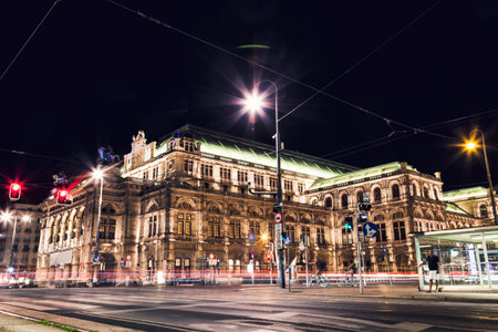 Famous State Opera in Vienna Austria at nightのeditorial素材