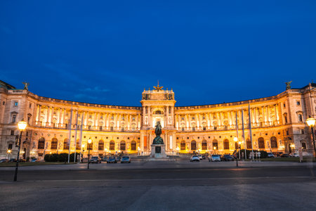 Hofburg palace at night in Vienna Austriaのeditorial素材