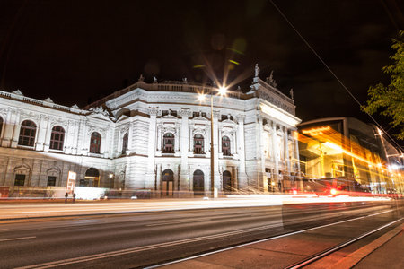 Famous Burgtheater in Vienna Austia at nightのeditorial素材