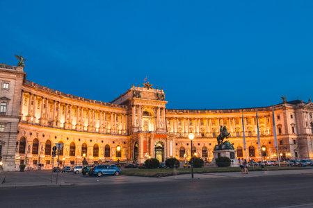 Hofburg palace at night in Vienna Austriaのeditorial素材