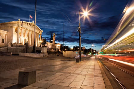 Historical Austrian Parliament building on Ring Road in Viennaのeditorial素材