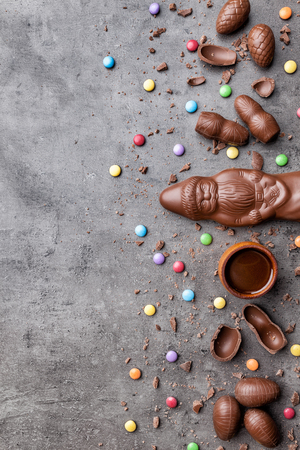 Delicious festive Christmas chocolate and sweets on rustic backgroundの写真素材