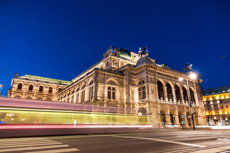 Famous State Opera in Vienna Austria at nightのeditorial素材