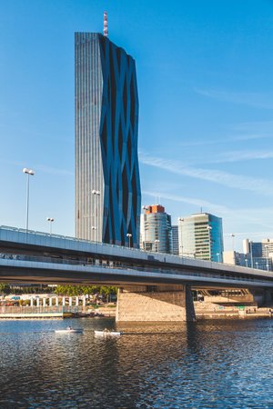 Beautiful Vienna skyline on the Danube riverのeditorial素材