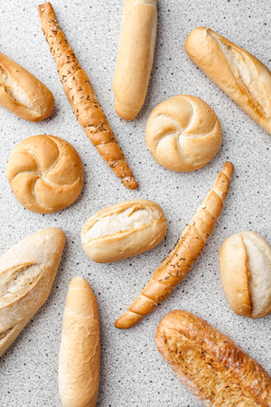 Variety of delicious freshly baked bread and baguettesの写真素材