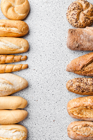 Variety of delicious freshly baked bread and baguettesの写真素材