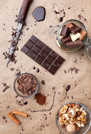 Delicious dark chocolate backgroundの写真素材
