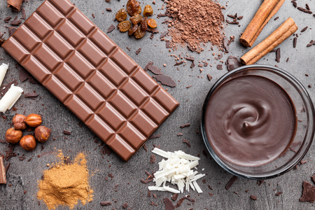 Delicious chocolate on a rustic grey backgroundの写真素材