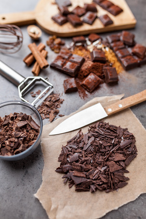 Delicious chocolate on a rustic grey backgroundの写真素材