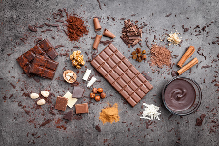 Delicious chocolate on a rustic grey backgroundの写真素材