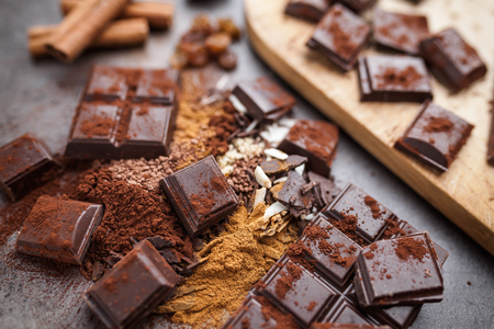 Delicious chocolate on a rustic grey backgroundの写真素材