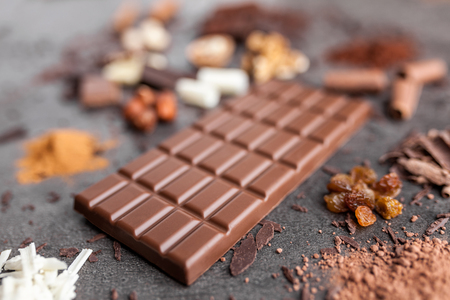 Delicious chocolate on a rustic grey backgroundの写真素材