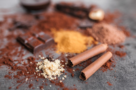 Delicious chocolate on a rustic grey backgroundの写真素材