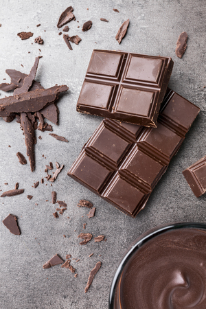 Delicious and bitter dark chocolate pieces の写真素材