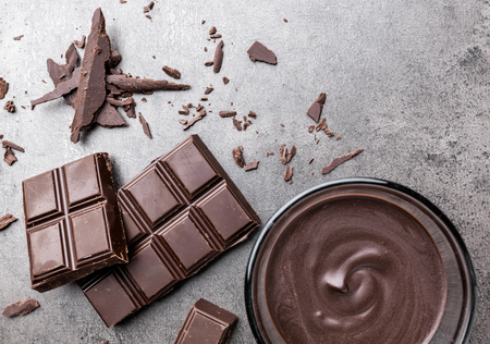 Delicious and bitter dark chocolate pieces の写真素材
