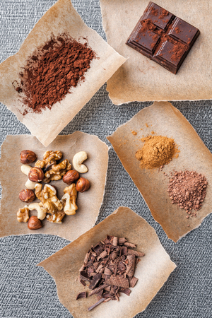 Variety of delicious and tasty chocolate backgroundの写真素材