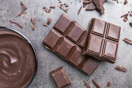 Delicious and tasty chocolate on rustic backgroundの写真素材