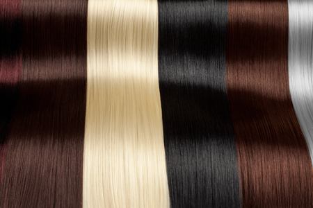 Closeup on luxurious colorful straight glossy hairの写真素材