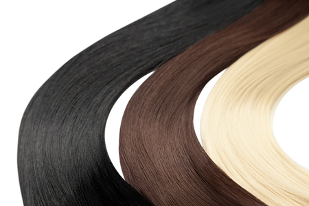 Closeup on luxurious colorful straight glossy hairの写真素材