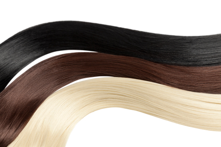 Closeup on luxurious colorful straight glossy hairの写真素材